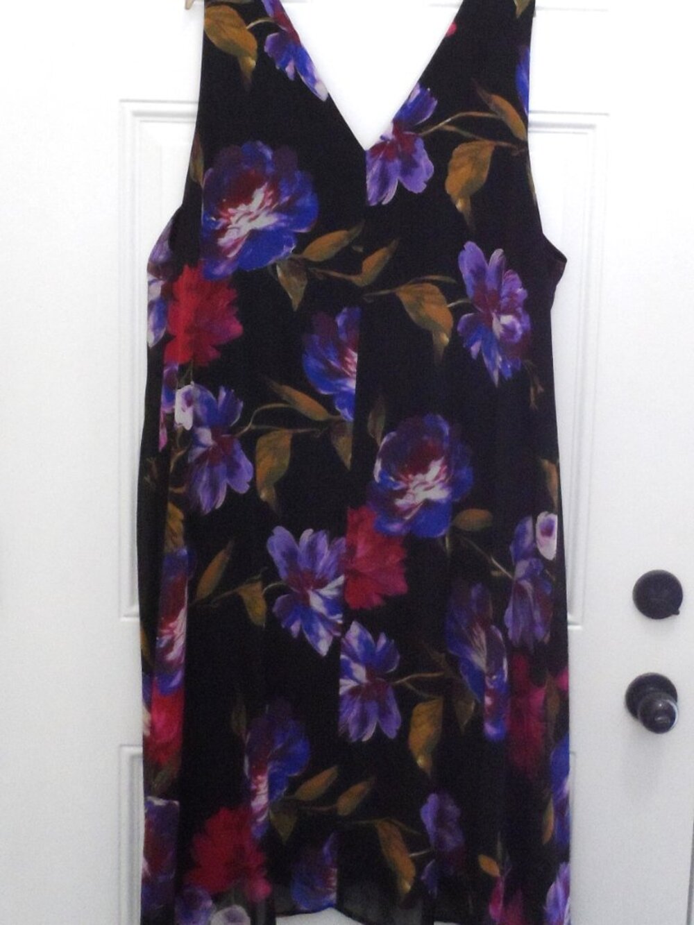 Collection Michel Studio  Sleeveless Plus Size 22 Floral Dress Blue Black Midi - Picture 7 of 16